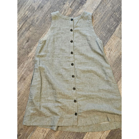 Madewell button back linen tank apron pinafore dress sage green plus 1x xl - Picture 8 of 8